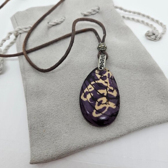 Purple/Black Adjustable Tear Drop Pendant Necklace - Picture 6 of 7